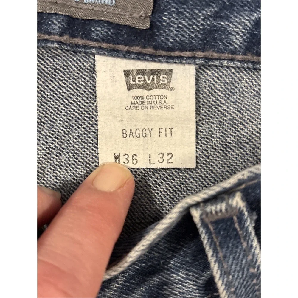 Vintage Levi's Silvertab Loose Fit Baggy Blue Denim Jeans 36x32 Made In USA